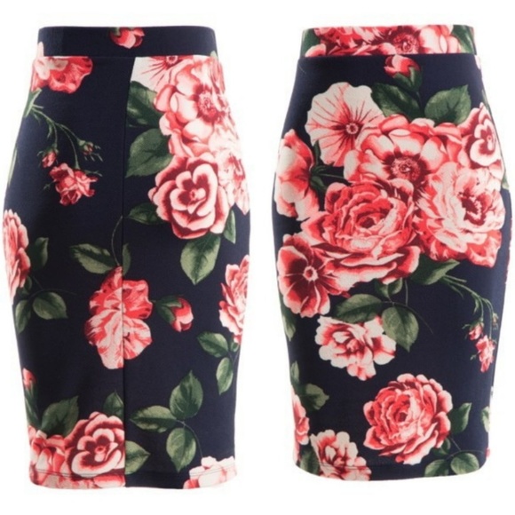 Tori - FLORAL PRINT PENCIL SKIRTS - Picture 1 of 4